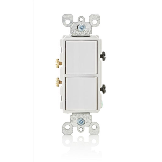 Leviton Decora 15 amps Single Pole Combination AC Quiet Switch White 1 pk