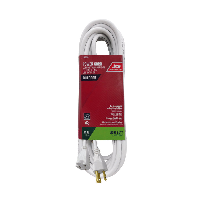 Ace Indoor or Outdoor 25 ft. L White Extension Cord 16/3 SJTWA