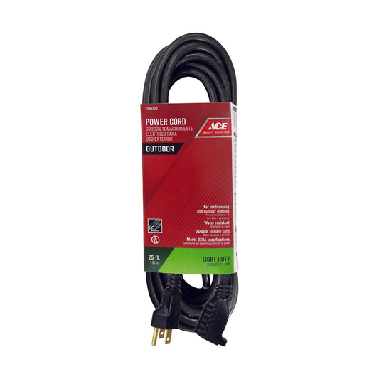 Ace Outdoor 25 ft. L Black Extension Cord 16/3 SJTW