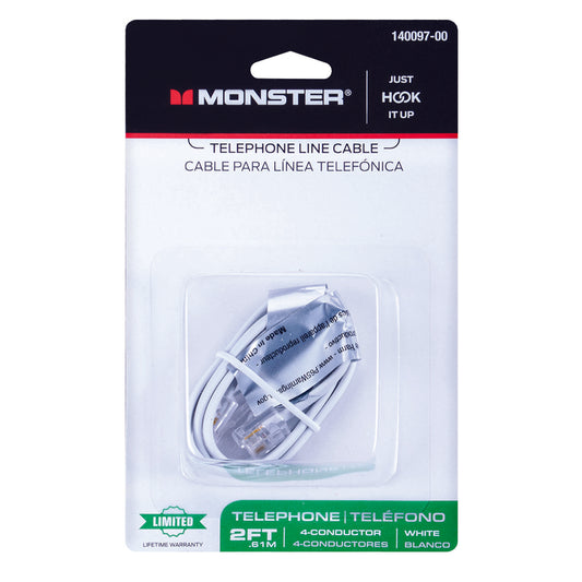 Monster Just Hook It Up 2 ft. L White Modular Telephone Line Cable