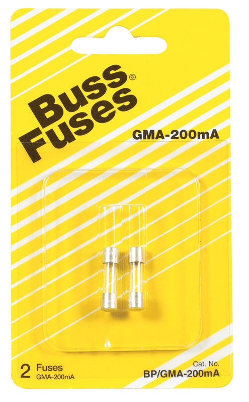 Bussmann 0.2 amps Fast Acting Glass Fuse 2 pk