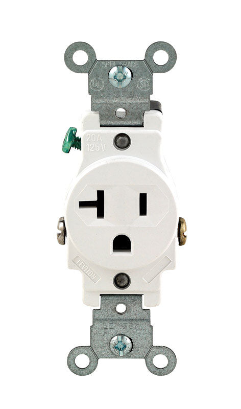 Leviton 20 amps 125 V Single White Outlet 5-20R 1 pk