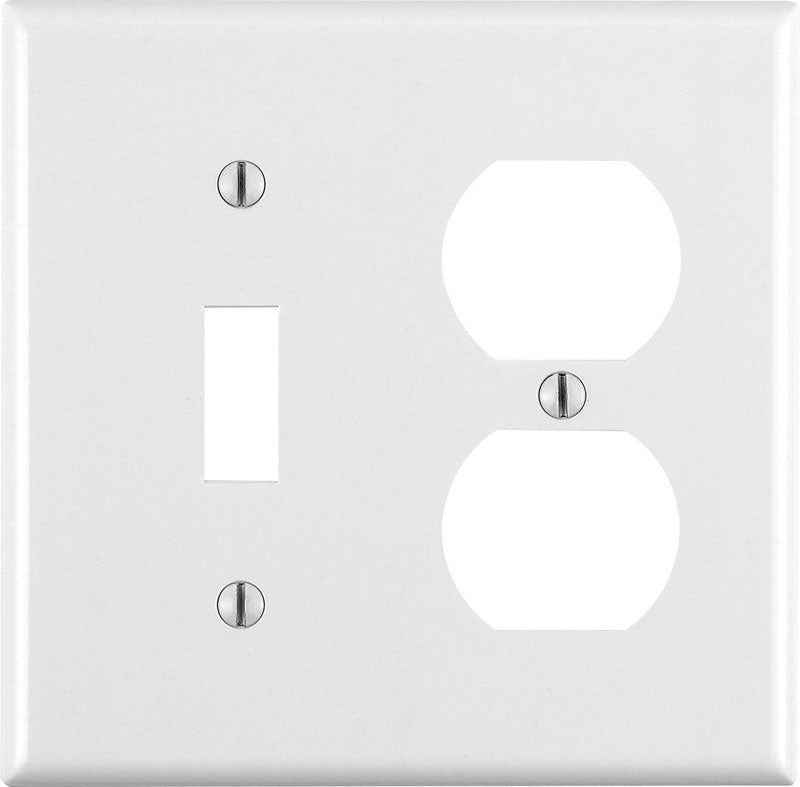 Leviton White 2 gang Thermoset Plastic Duplex/Toggle Wall Plate 1 pk