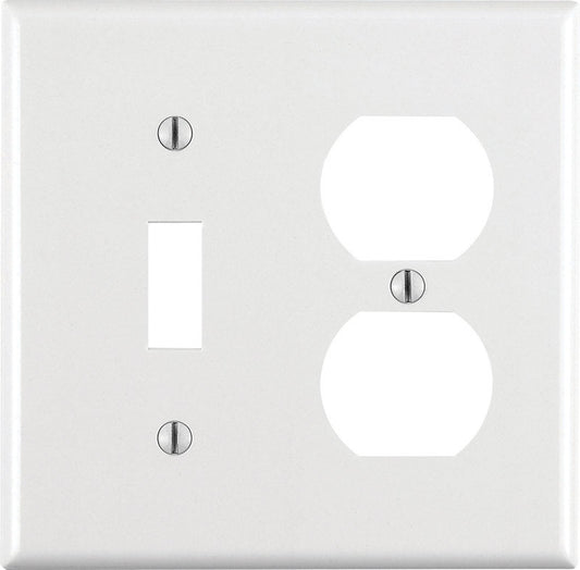 Leviton White 2 gang Thermoset Plastic Duplex/Toggle Wall Plate 1 pk