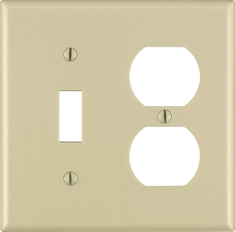 Leviton Ivory 2 gang Thermoset Plastic Duplex/Toggle Wall Plate 1 pk