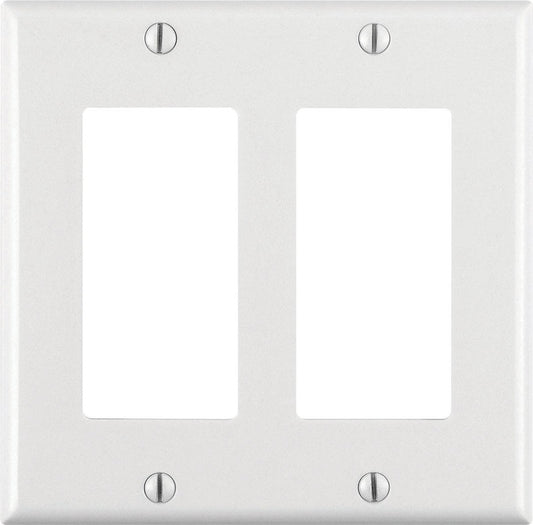 Leviton Decora White 2 gang Thermoset Plastic Decorator Wall Plate 1 pk