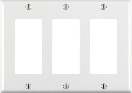Leviton White 3 gang Thermoset Plastic Decorator Wall Plate 1 pk
