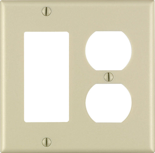 Leviton Ivory 2 gang Plastic Decorator/Duplex Wall Plate 1 pk