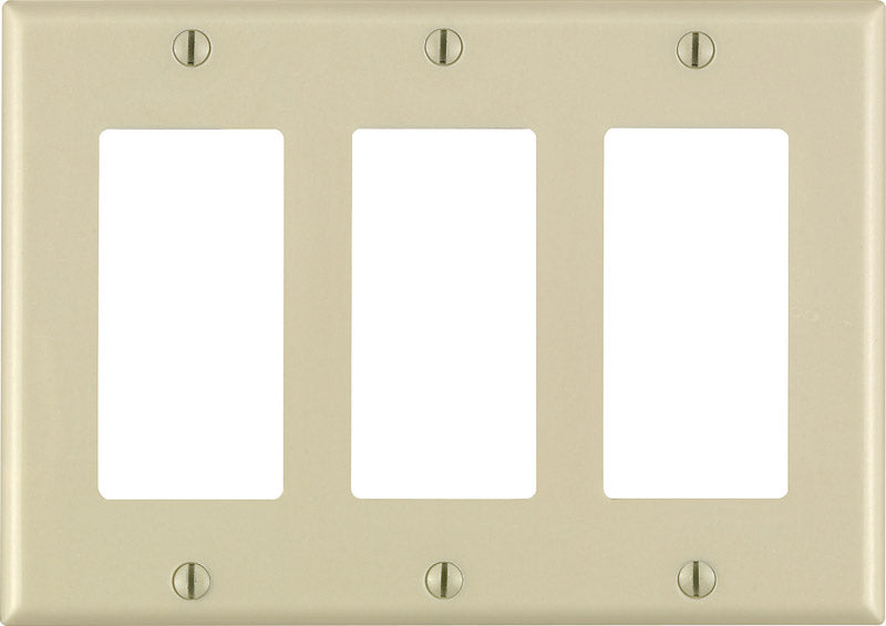 Leviton Decora Ivory 3 gang Thermoset Plastic Decorator Wall Plate 1 pk