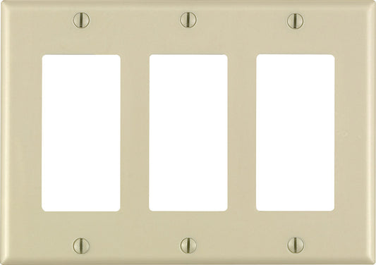 Leviton Decora Ivory 3 gang Thermoset Plastic Decorator Wall Plate 1 pk