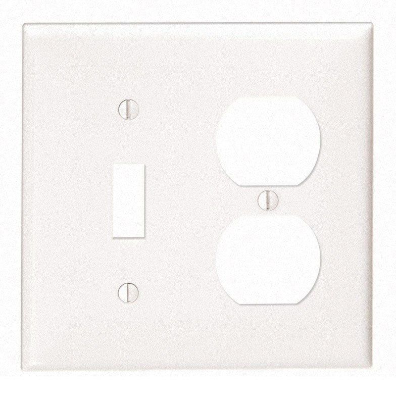 Leviton White 2 gang Thermoplastic Nylon Duplex/Toggle Wall Plate 1 pk
