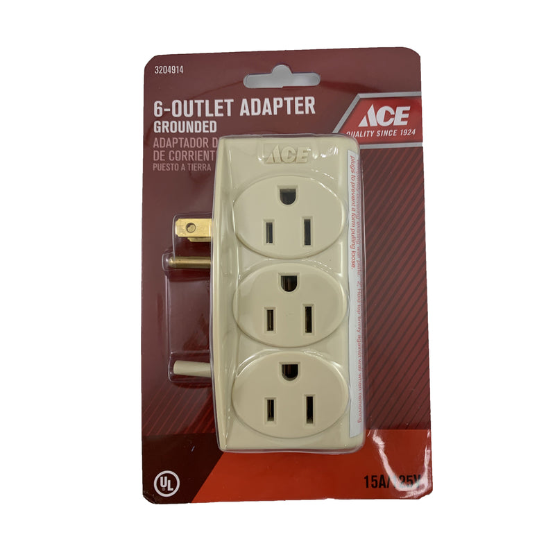 Ace Grounded 6 outlets Adapter 1 pk