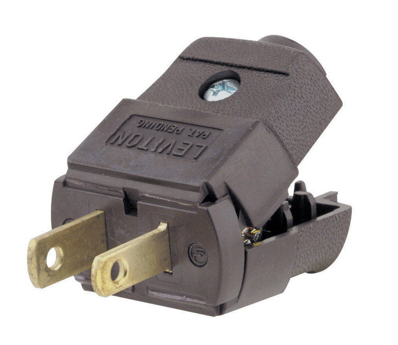 Leviton Residential Thermoplastic Straight Blade Plug 1-15P 20-16 AWG 2 Pole 2 Wire