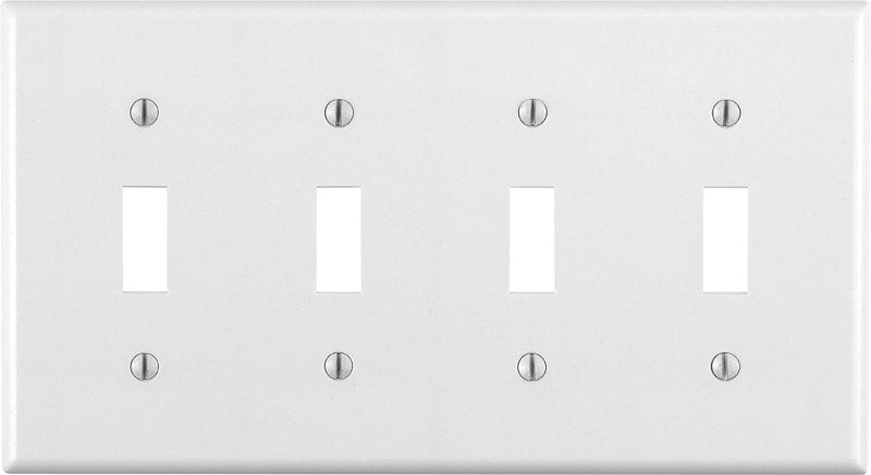 Leviton White 4 gang Thermoset Plastic Toggle Wall Plate 1 pk
