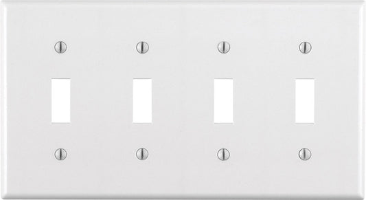 Leviton White 4 gang Thermoset Plastic Toggle Wall Plate 1 pk