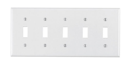Leviton White 5 gang Plastic Toggle Wall Plate 1 pk