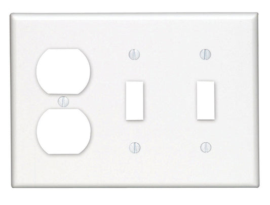 Leviton White 3 gang Thermoset Plastic Duplex/Toggle Wall Plate 1 pk