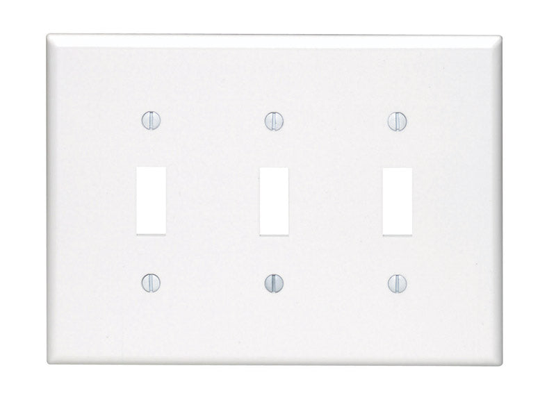 Leviton White 3 gang Plastic Toggle Wall Plate 1 pk