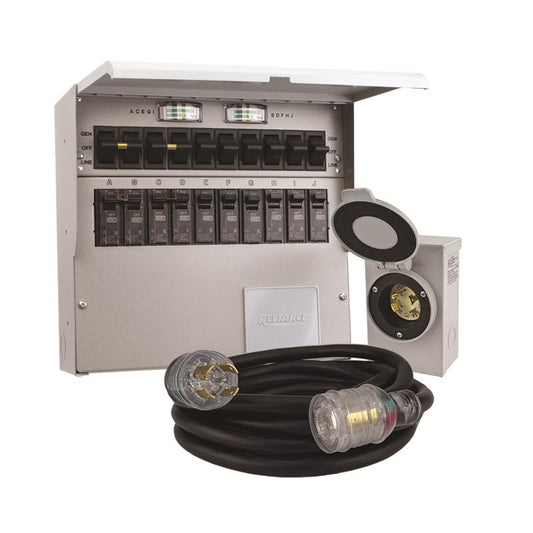 Reliance Controls 30 amps 250 V 1 space 10 circuits Surface Mount Generator Power Transfer Kit