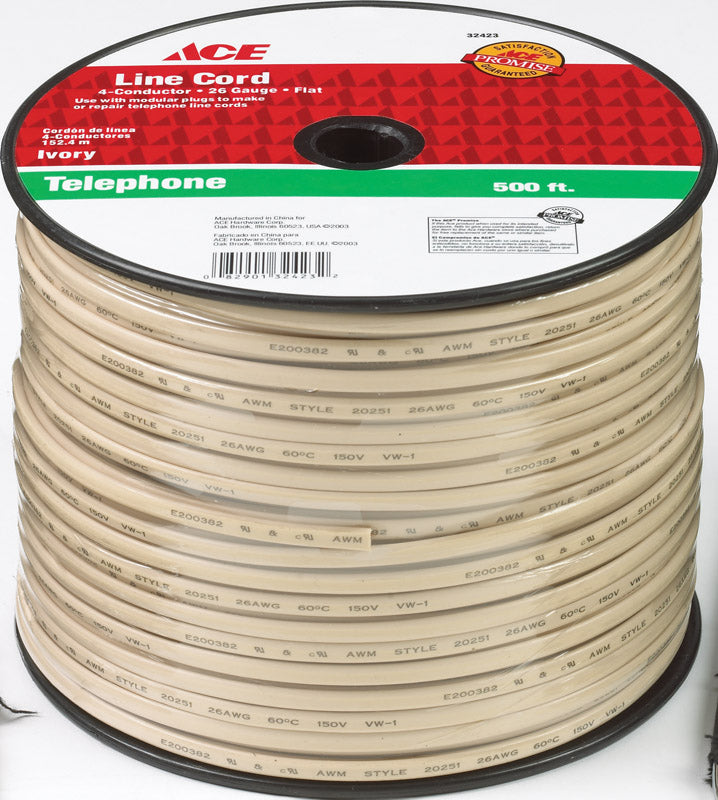Ace 500 ft. L Ivory Phone Line Cord