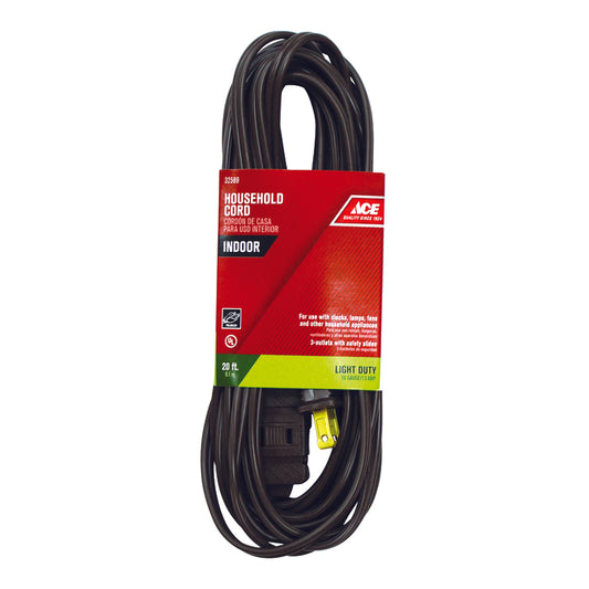 Ace Indoor 20 ft. L Brown Extension Cord 16/2 SPT-2