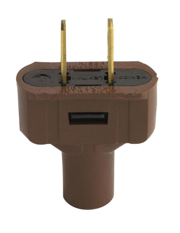 Leviton Residential Vinyl Straight Blade Plug 1-15P 18-2 AWG 2 Pole 2 Wire