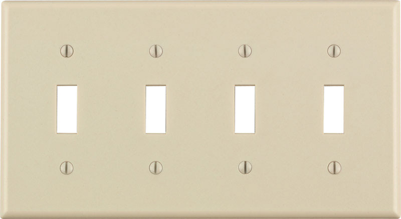 Leviton Almond 4 gang Thermoset Plastic Toggle Wall Plate 1 pk