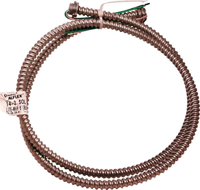 Southwire Assembled Steel Flex Fixture Whips 600 volts 14 Ga UL 1/2 in. and 3/8 in. 6 ft.