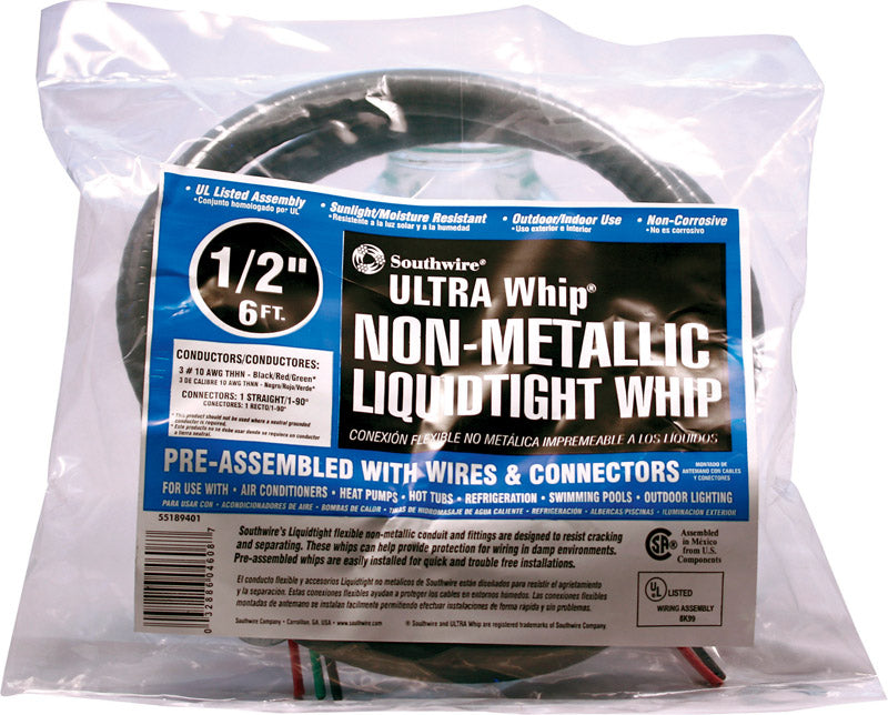 Southwire Cable Whip 1/2 in. x 6 ft. 10 Ga, 3 Conductor 6 ft.