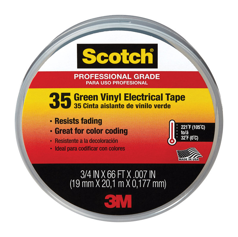 3M Scotch 3/4 in. W X 66 ft. L Green Vinyl Electrical Tape