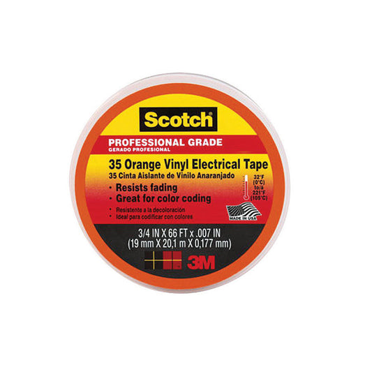 Scotch 3/4 in. W X 66 ft. L Orange Vinyl Electrical Tape