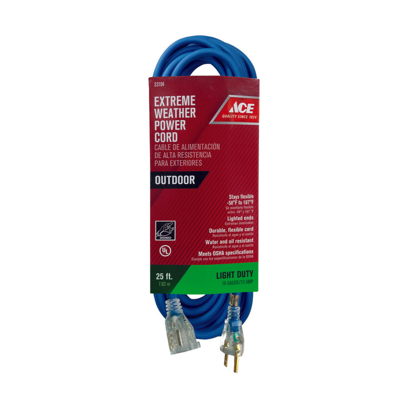 Ace Outdoor 25 ft. L Blue Extension Cord 16/3 SJOW
