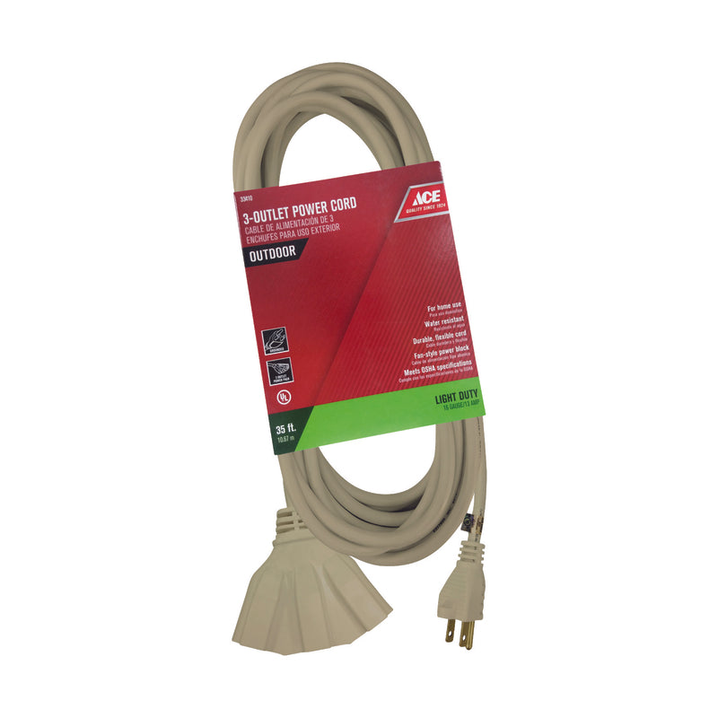 Ace Indoor or Outdoor 35 ft. L Beige Triple Outlet Cord 16/3 SJTW