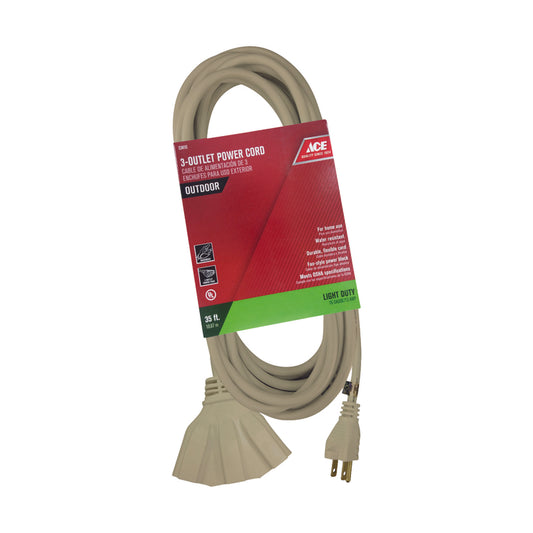 Ace Indoor or Outdoor 35 ft. L Beige Triple Outlet Cord 16/3 SJTW