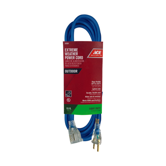 Ace Outdoor 15 ft. L Blue Extension Cord 16/3 SJOW