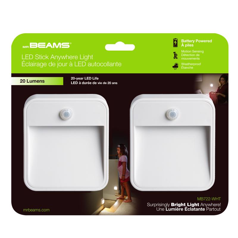 Mr. Beams White Battery Powered LED Puck Light 2 pk