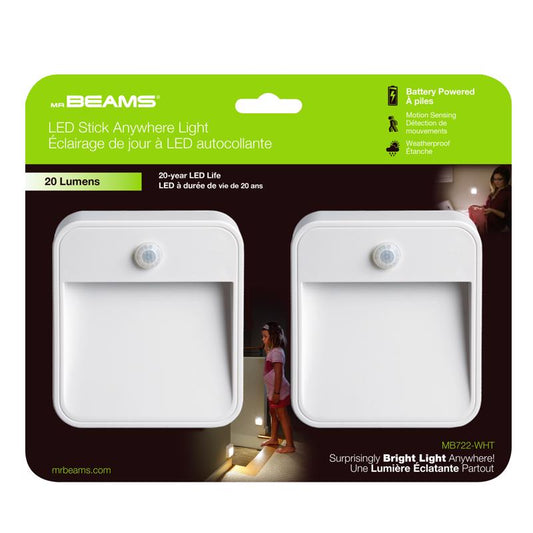 Mr. Beams White Battery Powered LED Puck Light 2 pk
