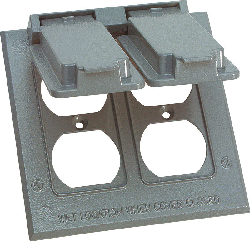 Sigma Engineered Solutions Square Die-Cast Metal 2 gang 4.54 in. H X 4.54 in. W Duplex Box Cover