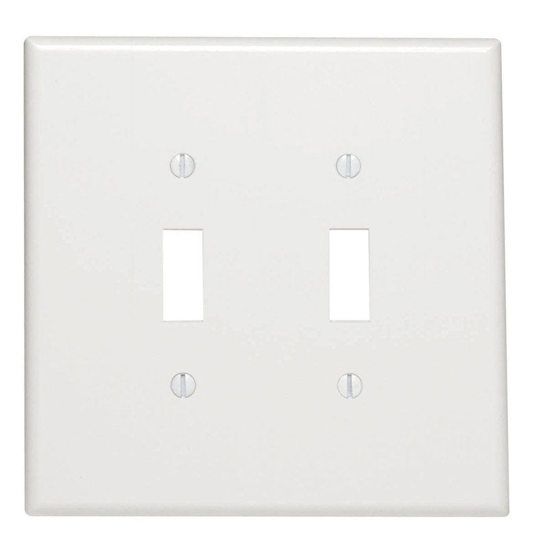 Leviton White 2 gang Thermoset Plastic Toggle Wall Plate 1 pk