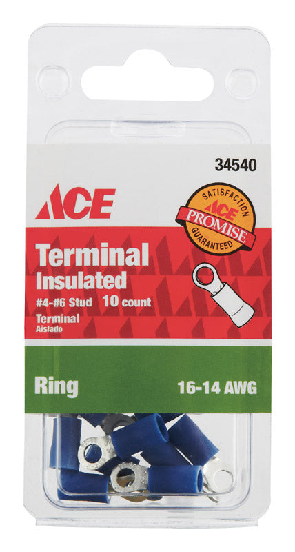 Ace Insulated Wire Ring Terminal Blue 10 pk