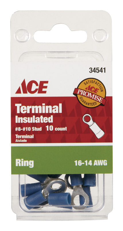 Ace Insulated Wire Ring Terminal Blue 10 pk