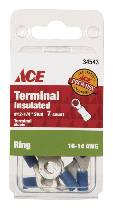 Ace Insulated Wire Ring Terminal Blue 7 pk