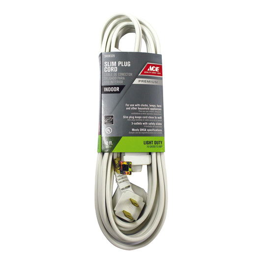 Ace Indoor 12 ft. L White Extension Cord