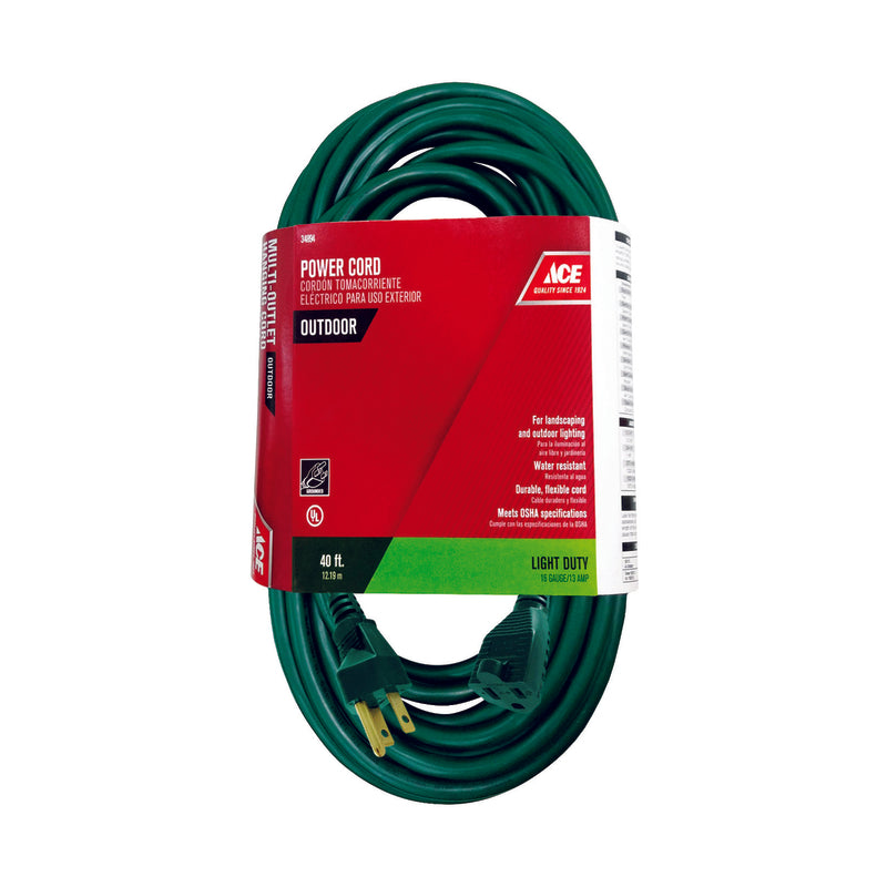 Ace Outdoor 40 ft. L Green Extension Cord 16/3 SJTW