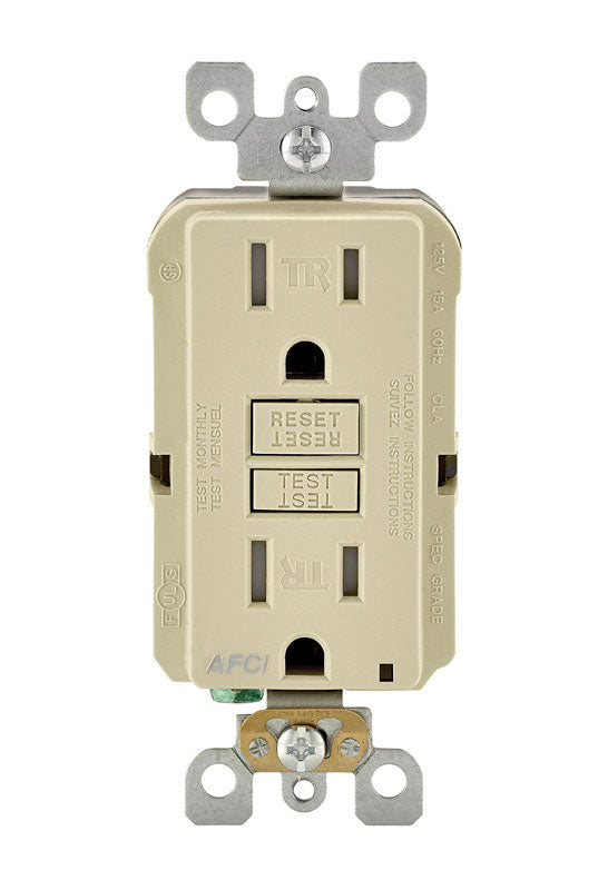 Leviton SmartlockPro 15 amps 125 V Ivory AFCI Outlet 5-15R 1 pk