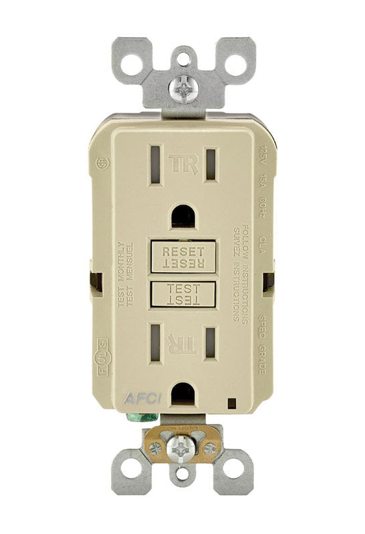 Leviton SmartlockPro 15 amps 125 V Ivory AFCI Outlet 5-15R 1 pk