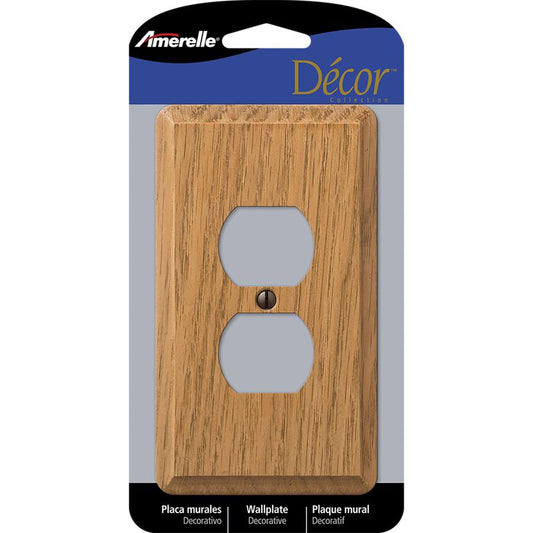 Amerelle Contemporary Brown 1 gang Wood Duplex Wall Plate 1 pk