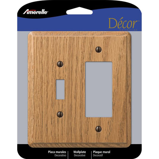 Amerelle Contemporary Brown 2 gang Wood Decorator/Toggle Wall Plate 1 pk