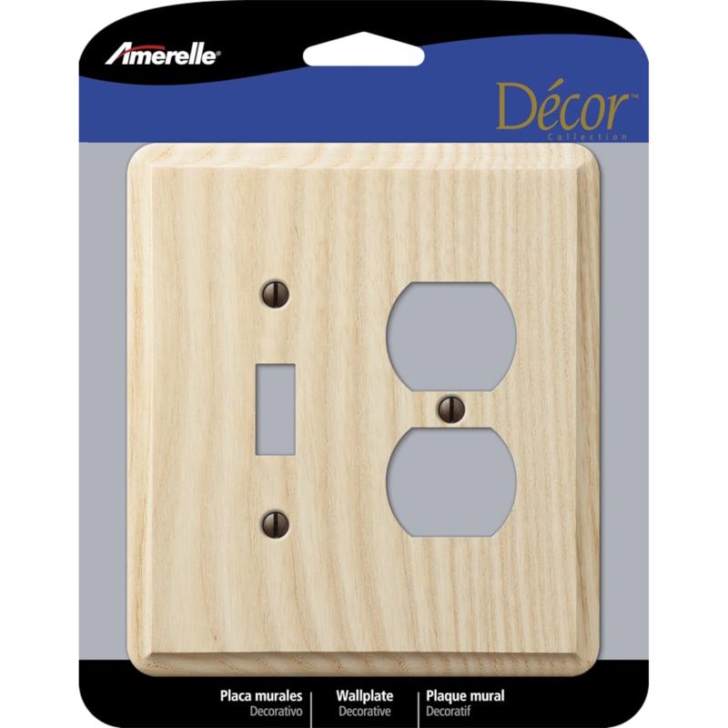 Amerelle Contemporary Unfinished Beige 2 gang Ash Wood Duplex/Toggle Wall Plate 1 pk