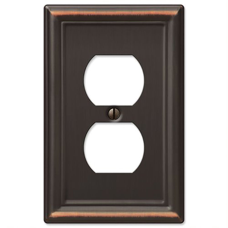 Amerelle Chelsea Aged Bronze 1 gang Stamped Steel Duplex Wall Plate 1 pk